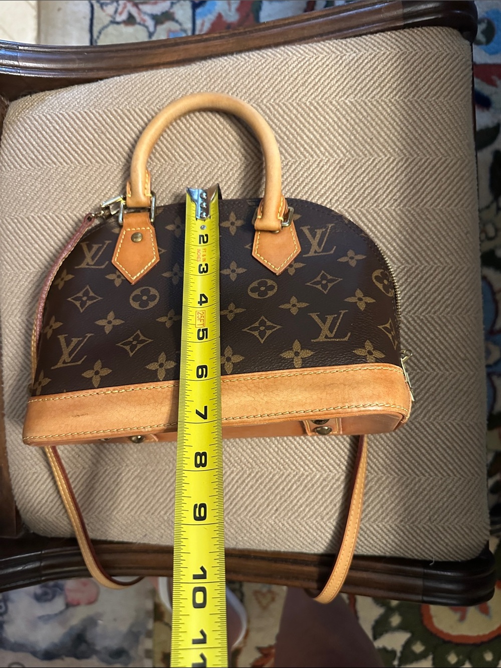 Louis Vuitton Monogram Alma Crossbody Satchel in Brown and Tan - Picture 7 of 8
